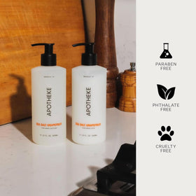 APOTHEKE Sea Salt Grapefruit ingredients highlight natural, fragrance-forward care.