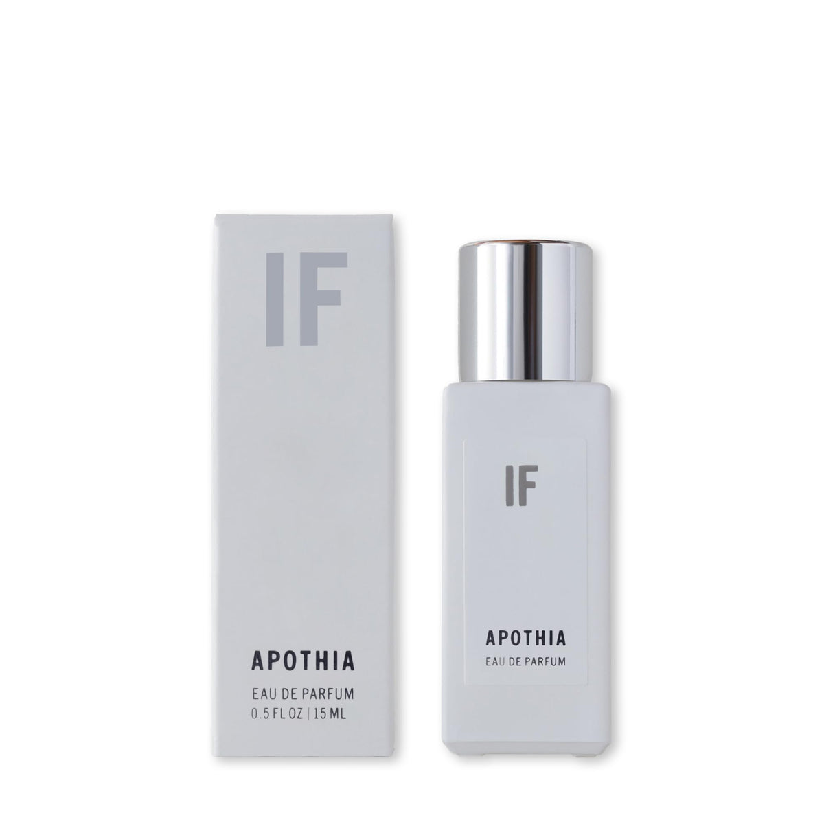 APOTHIA IF perfume bottle closeup with bergamot and white florals, hints of lasting scent