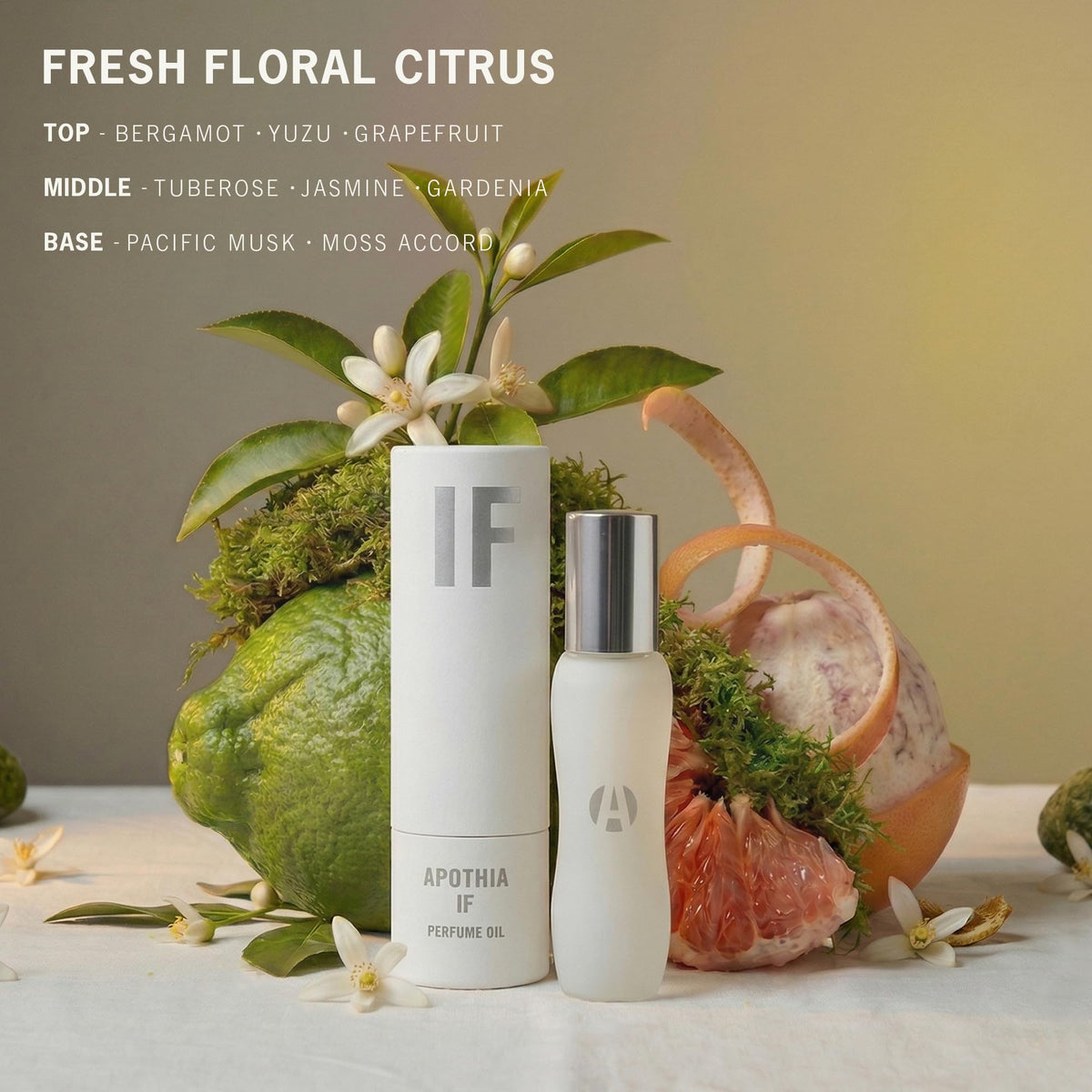 APOTHIA IF gardenia-tuberose bouquet highlighting a luminous floral blend for romantic wear.