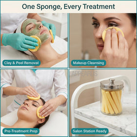 APPEARUS compressed facial sponges expand to 3-inch rounds for cleansing.