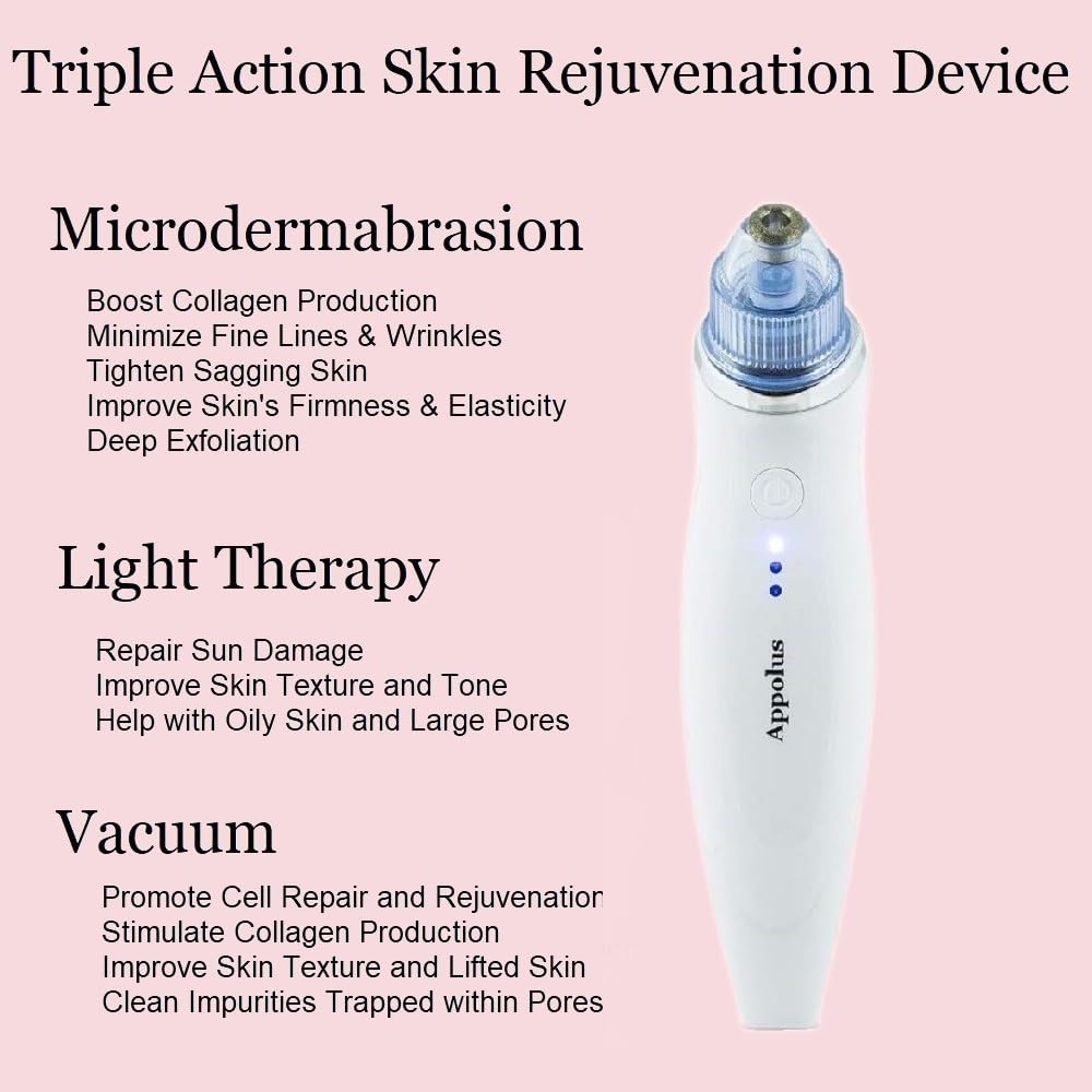 Appolus 3-in-1 diamond tip close-up highlights at-home microdermabrasion capability