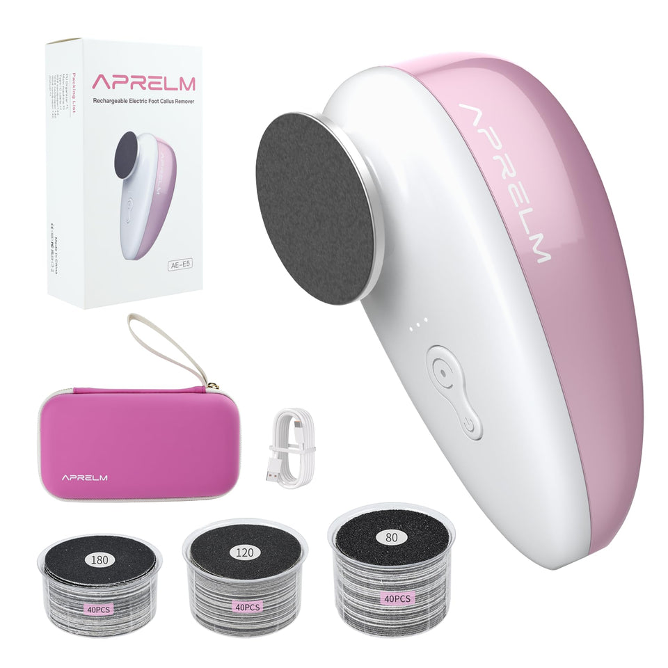 APRELM E5 foot callus remover front view showing compact design for easy use