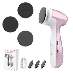 APRELM Rechargeable Foot Callus Remover pink front view shows ergonomic grip for comfortable use.