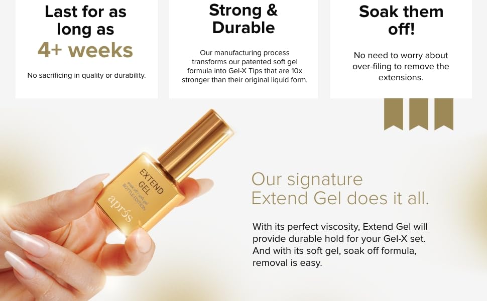 APRES Extend Gel liquid form packaging emphasizing convenient use on the go