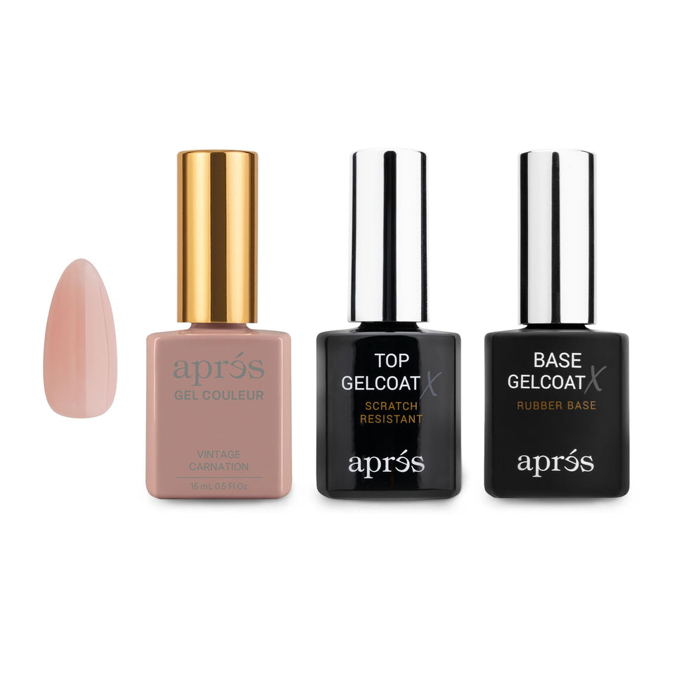 APRÉS Gel Couleur trio bottle close-up showing rich pigment for bold nails
