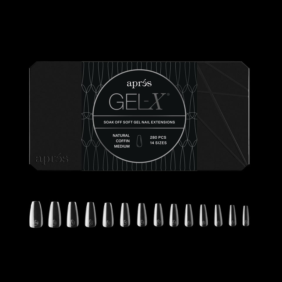 APRÉS Gel-X coffin box with 280 soft tips for precise extensions.