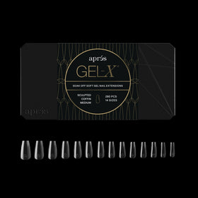 APRES Gel-X coffin tips 280-count box for durable extensions and easy application.