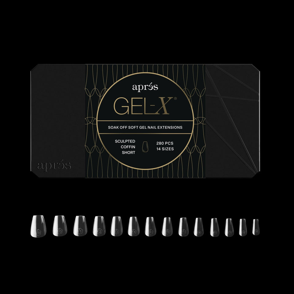 APRÉS Gel-X Coffin Box with tips open, ready for salon-quality sets.