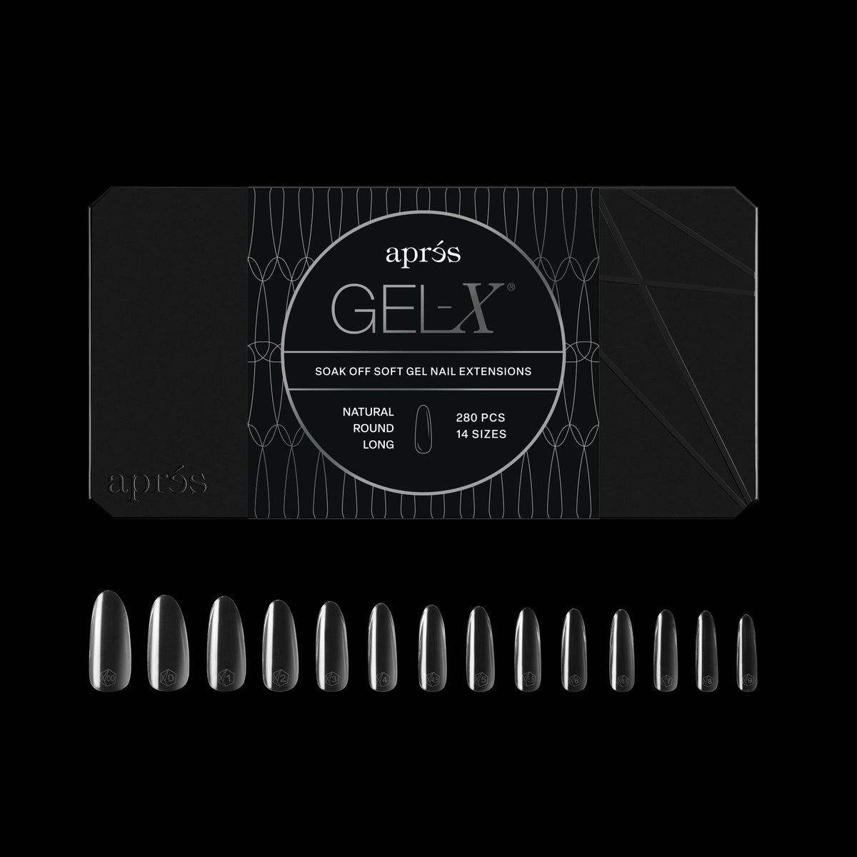 APRÉS Gel-X round natural tips box for seamless extensions.