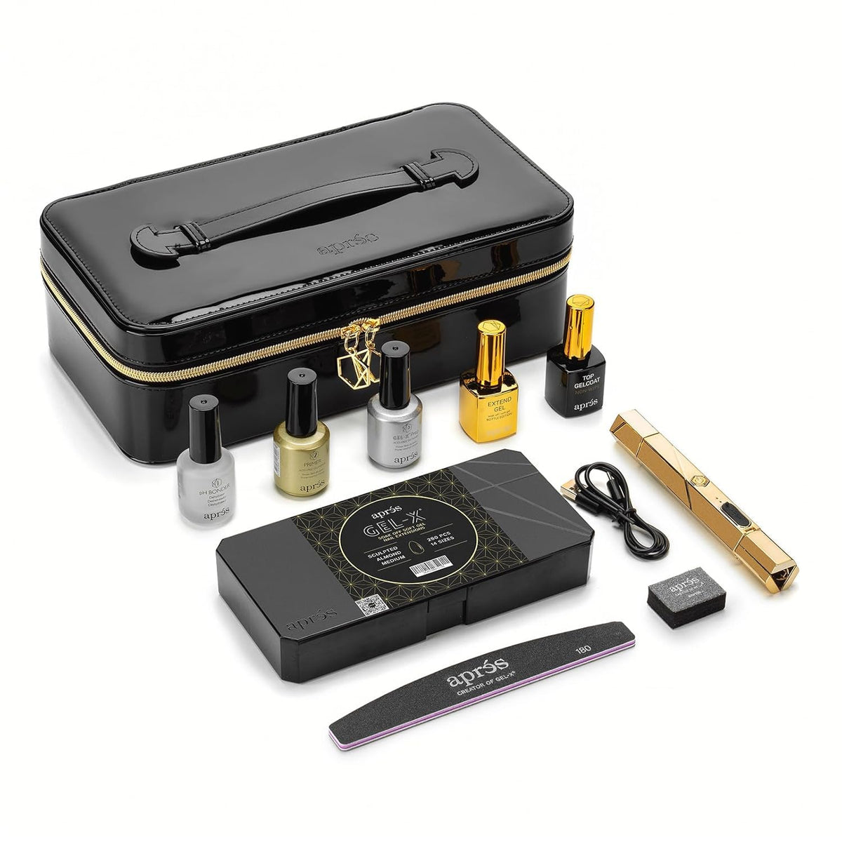 APRES Gel-X starter kit featuring 14 sizes provides precise fit for professionals.