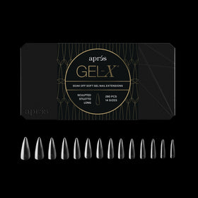 APRÉS Gel-X Stiletto tips box with half sizes for precise fit