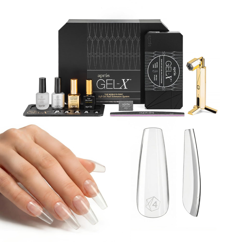 APRÉS Gel-X tips in coffin long shape for precise extensions and natural look