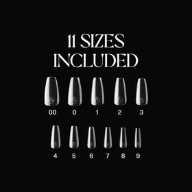 Aprés Gel-X tips 11 sizes 00–9 inside box ensure accurate matching.