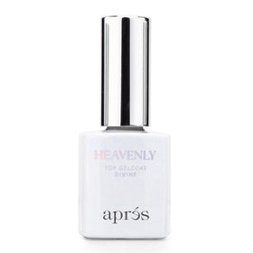 APRÉS Heavenly Top Gelcoat Angelic shade on nails featuring fresh green shimmer.