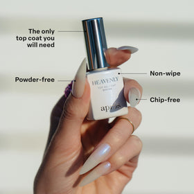APRES Heavenly Top Gelcoat blessed shade swatch for dramatic color with shimmer