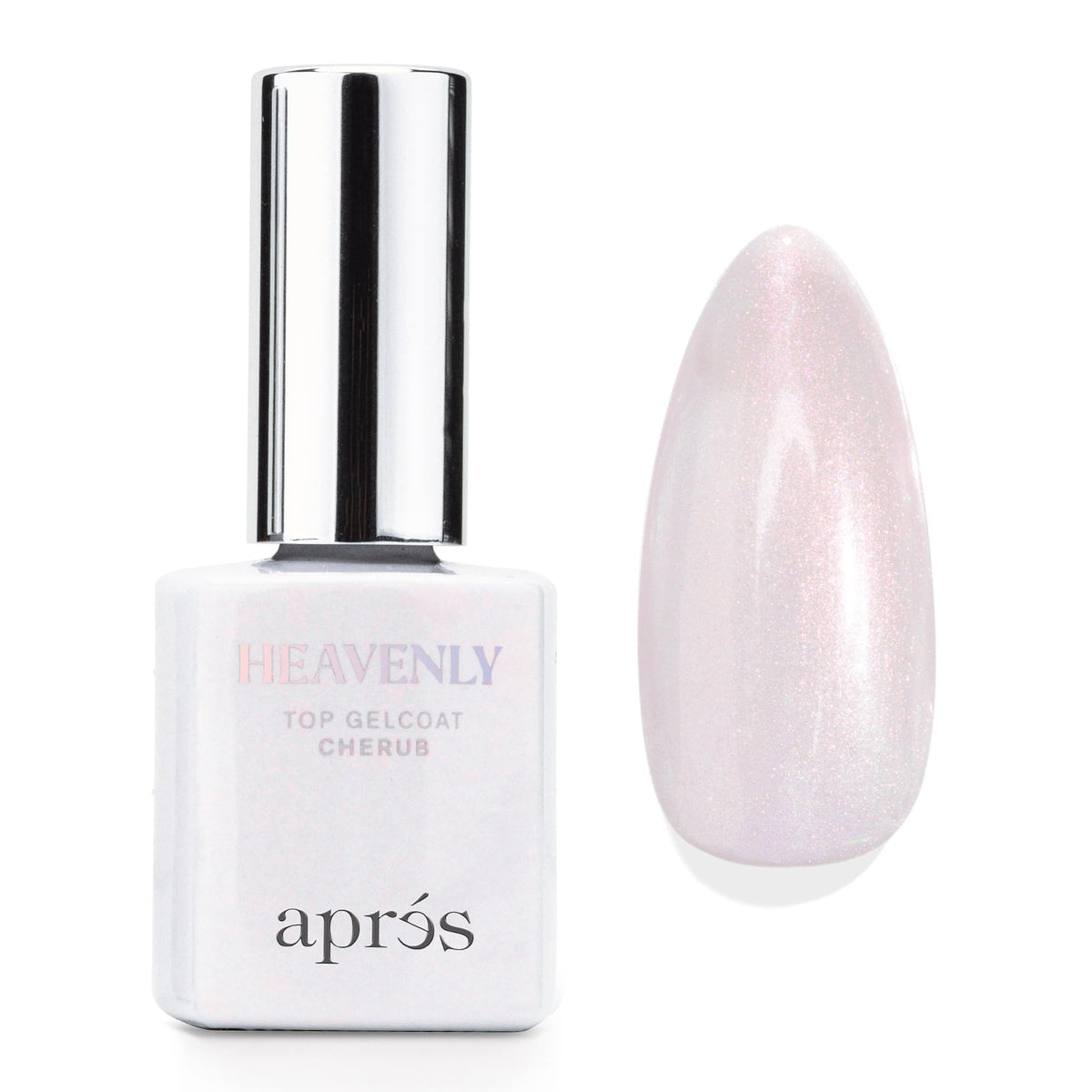 APRÉS Heavenly Top Gelcoat Cherub bottle glimmers for glamorous nails.