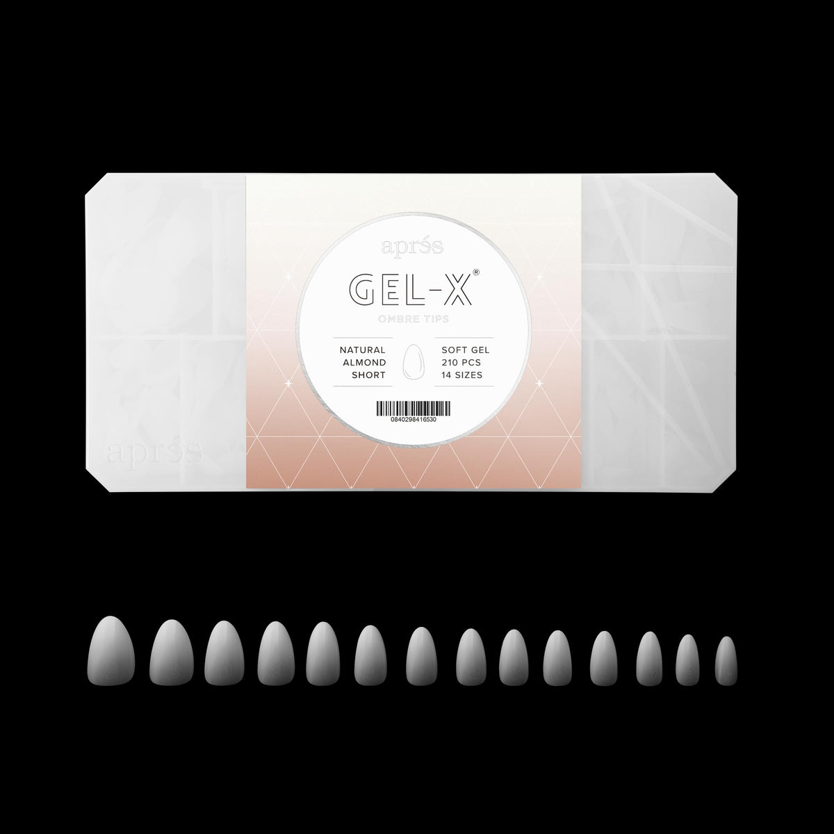 APRÉS Ombre Gel-X natural almond short tips for elegant daily wear.