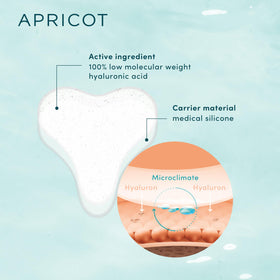 APRICOT LIBERTE DECOLLETE pad hyaluronic acid icon emphasizes hydration