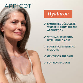 APRICOT LIBERTE DECOLLETE pad on chest demonstrates wrinkle smoothing during wear