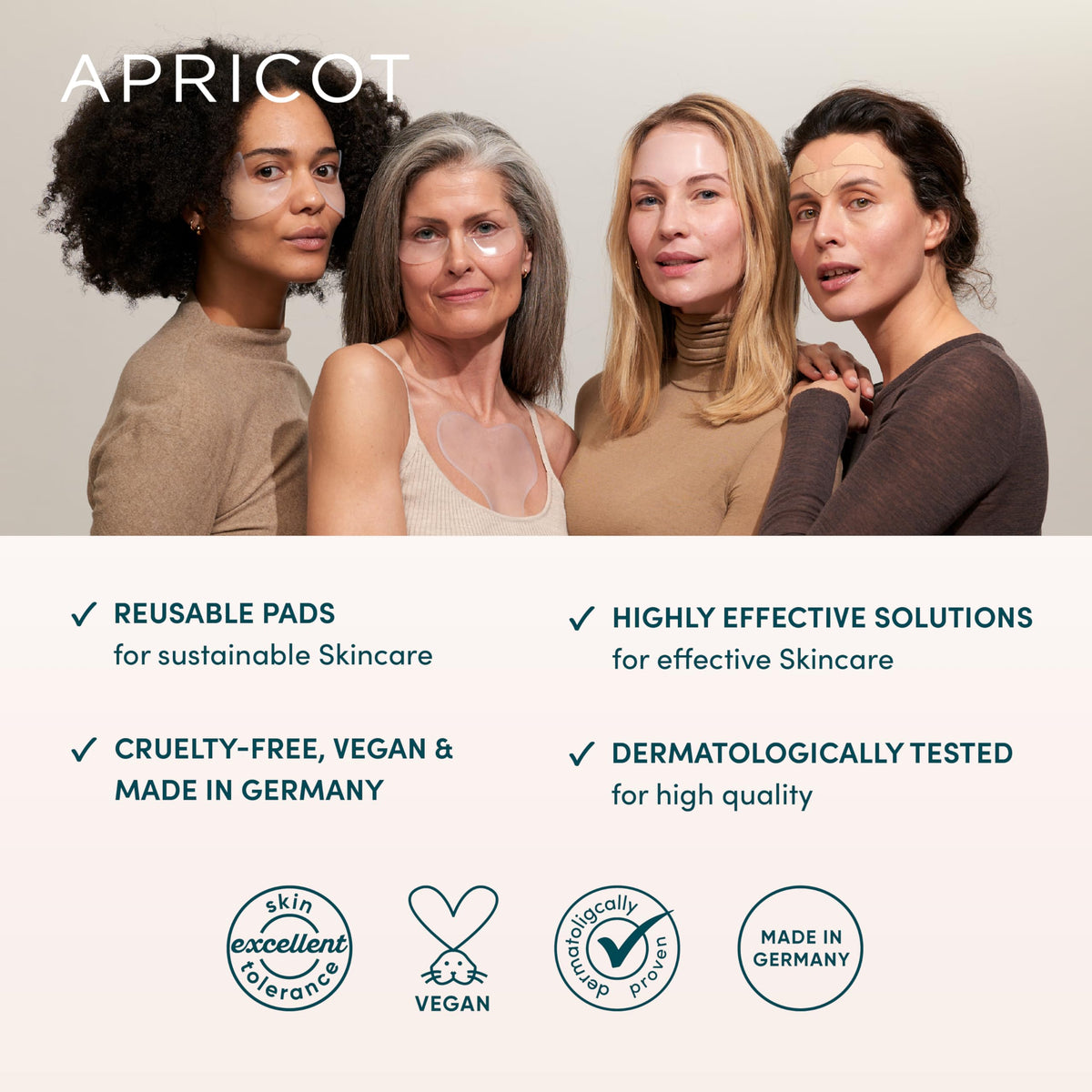 APRICOT LIBERTE DECOLLETE pad on skin shows comfortable fit