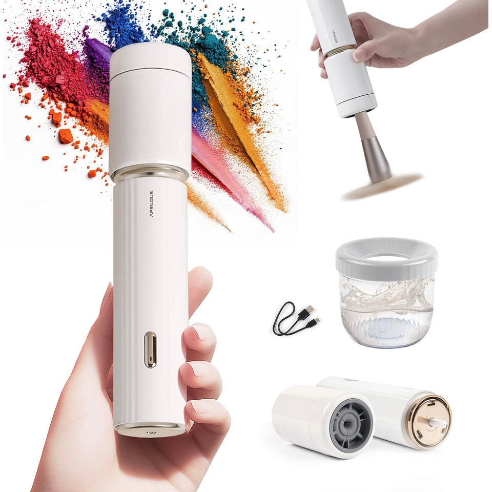 Aprilous electric brush cleaner in action with spinning for fast cleaning