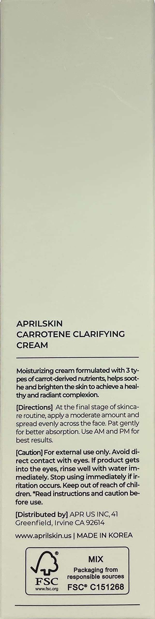 APRILSKIN Carrotene Clarifying Cream in routine shot demonstrating lightweight hydration.