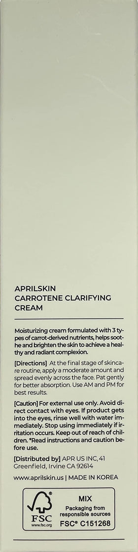 APRILSKIN Carrotene Clarifying Cream in routine shot demonstrating lightweight hydration.
