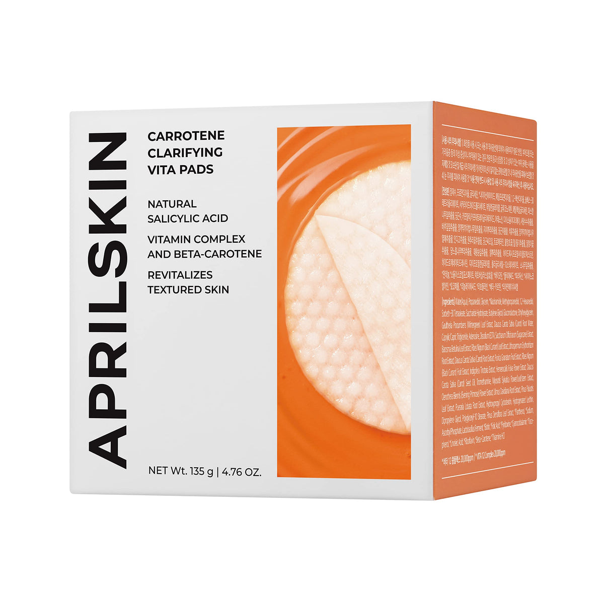 APRILSKIN Carrotene Clarifying Pads 60 pads pack ready for daily use.