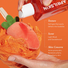 APRILSKIN Carrotene IPMP Exfoliating Body Wash pump distributes a gentle exfoliating lather