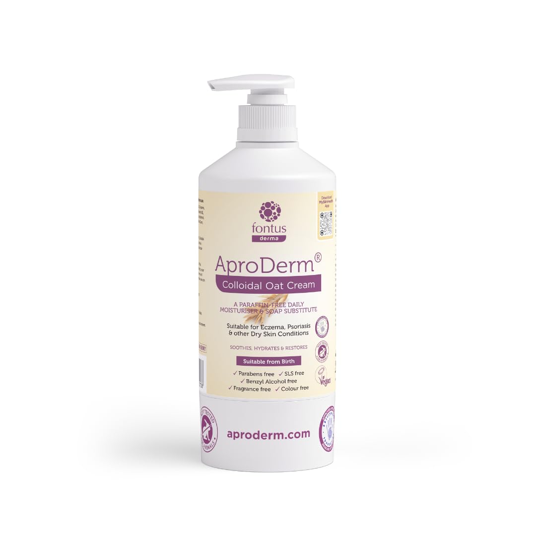 AproDerm Colloidal Oat Cream 500ml bottle pump for daily moisturizing.