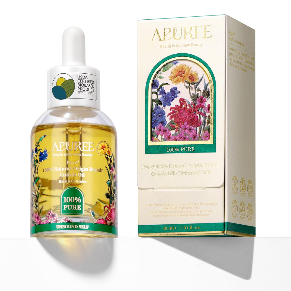 APUREE cuticle oil bottle pour for precise application and deep moisture