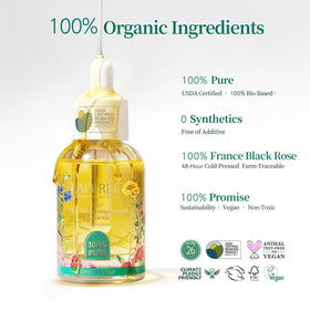APUREE jojoba and squalane formula absorbs quickly and hydrates