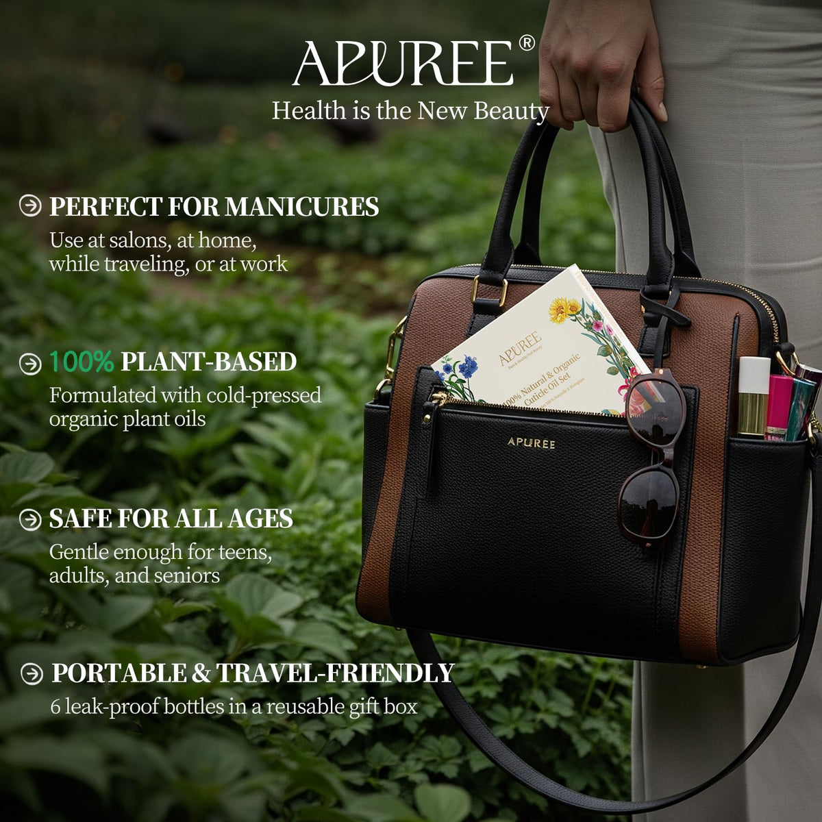 APUREE Cuticle Oil Pen leak-proof cap for on-the-go use.