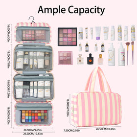 Apxouans travel bag stores toiletries and cosmetics neatly during trips.