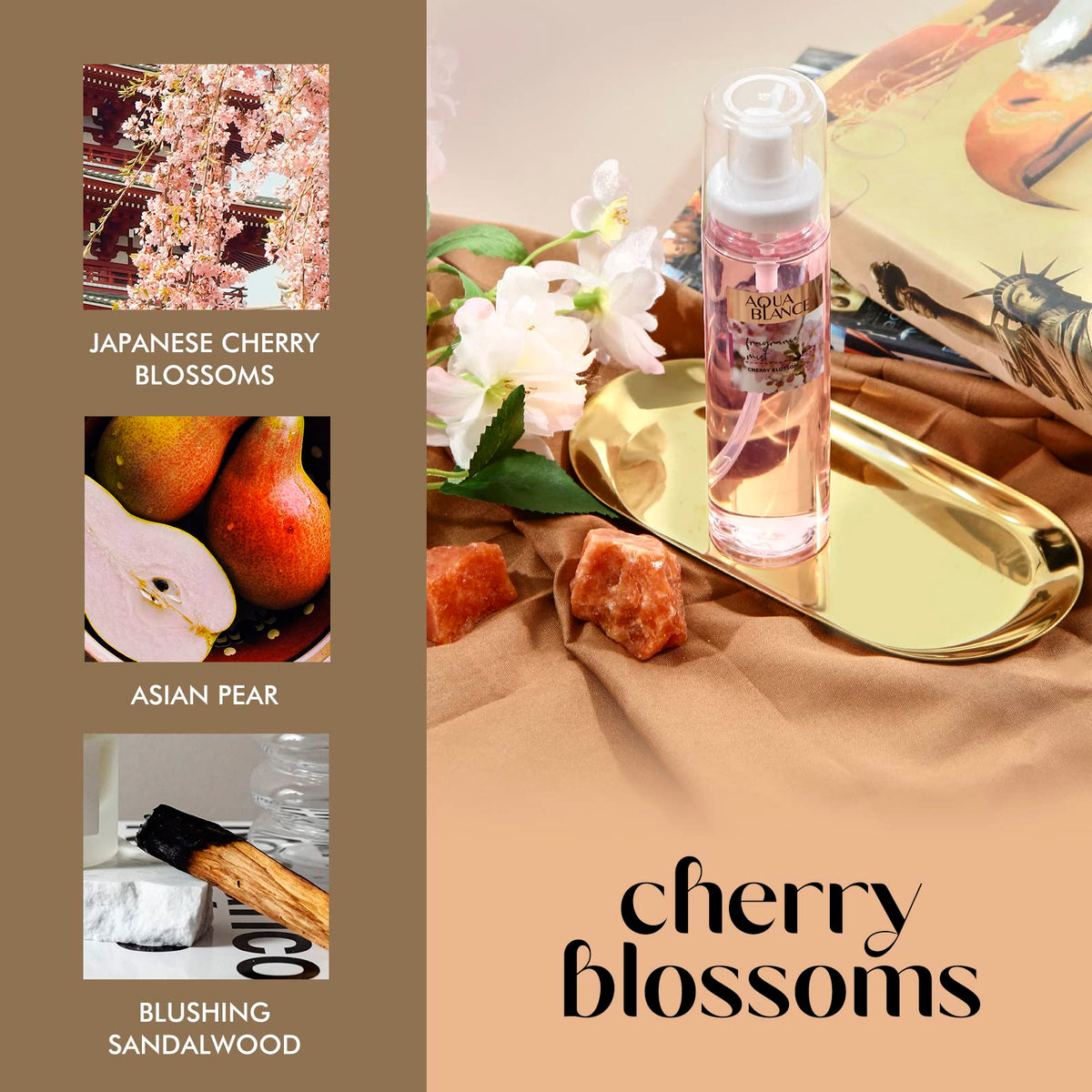 Aqua Blance cherry blossom notes close-up hinting a light floral scent