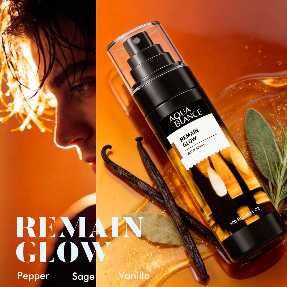 AQUA BLANCE Remain Glow bottle highlighting radiant lingering finish