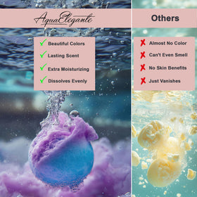 Aqua Elegante no tub staining bath bombs for easy cleanup