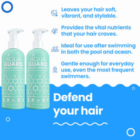 AQUA GUARD Everyday Conditioner being poured to show easy application after chlorine