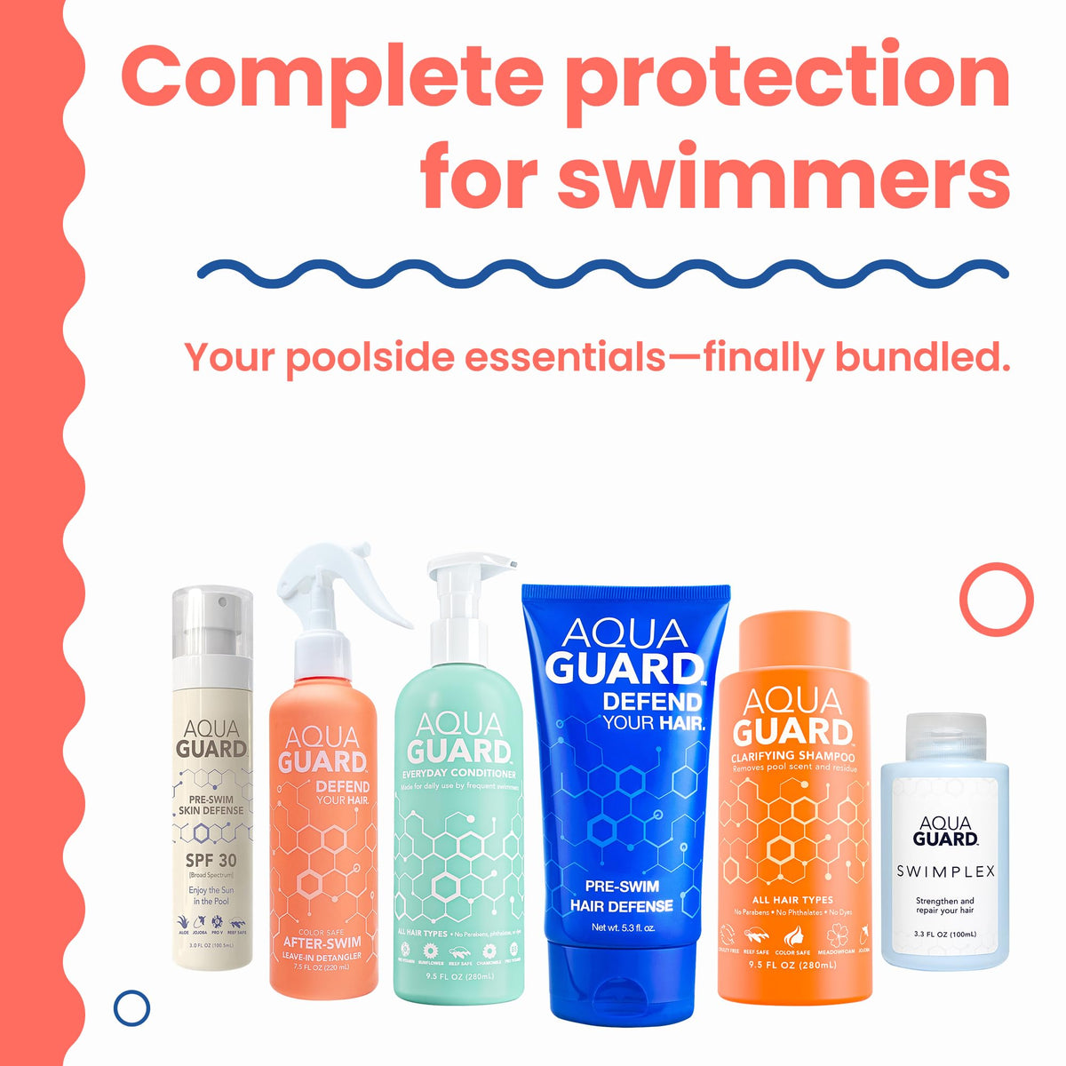 AQUA GUARD Post-Swim Shampoo cleanses chlorine while restoring softness
