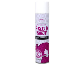 Aqua Net Professional Hair Spray setup with styling tools in use