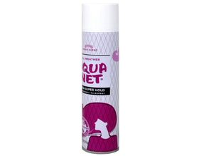 Aqua Net Extra Super Hold 11oz label detail highlights crystal-clear formula