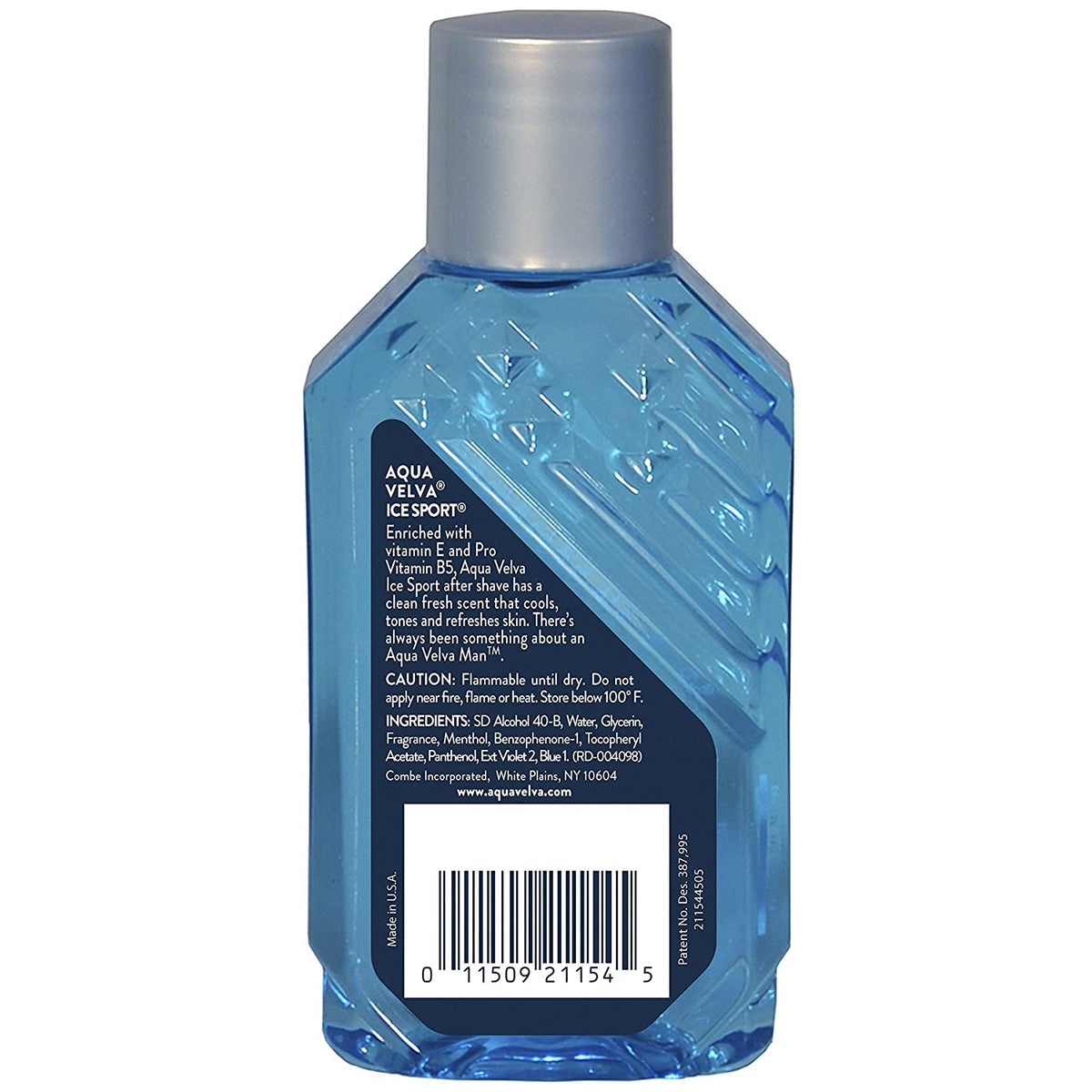 Close-up of Aqua Velva Ice Sport splash showing the cooling effect.