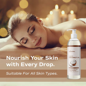 Aquableu coconut oil used as a massage base for smooth, soothing care.
