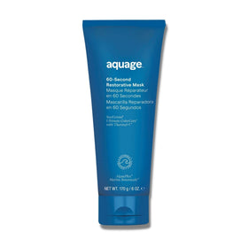 Aquage 60-Second Restorative Mask bottle pour demonstrates quick, easy application.