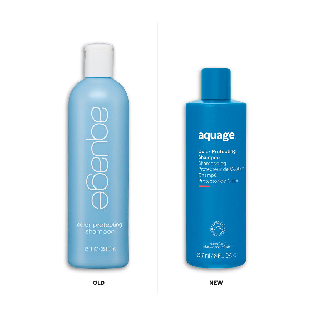 Aquage Color Protecting Shampoo bottle closeup, emphasizing protective formula for color-treated hair.