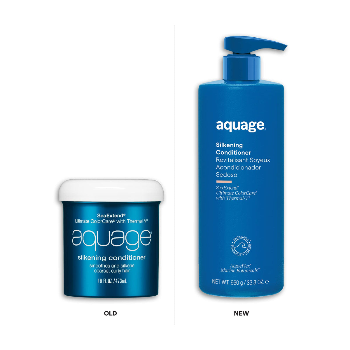 Aquage Silkening Conditioner texture on hand emphasizes rich emollient formula for moisture.