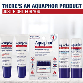 Bulk display of Aquaphor Lip Repair tubes for long-lasting lip care