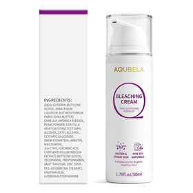 AQUBELA Skin Lightening Cream applied on arm demonstrates quick absorption.
