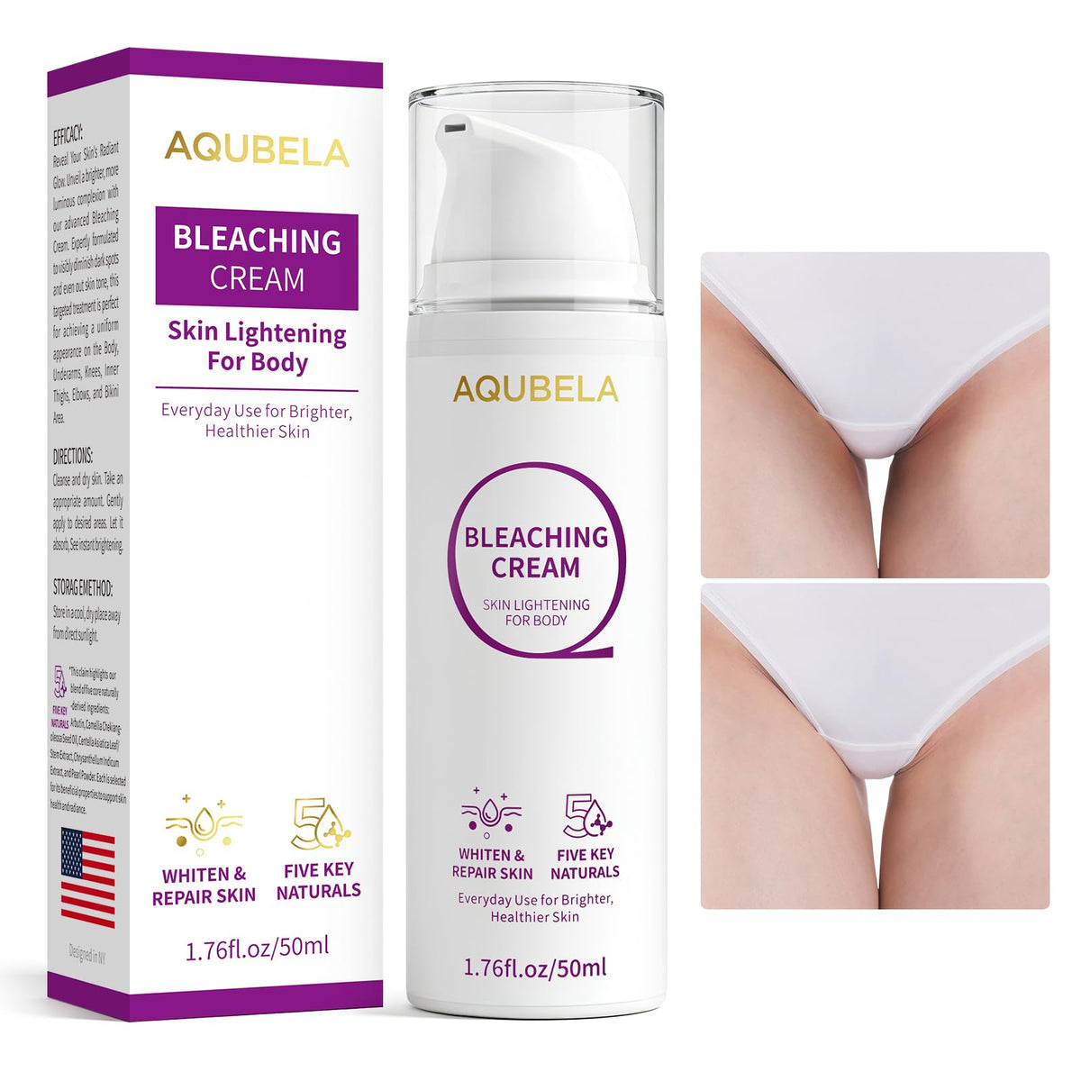 AQUBELA Skin Lightening Cream bottle for easy daily use and targeted brightening.