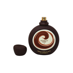 Arabiyat Sugar French Vanilla Latte EDP cap detail shows brand mark and refined presentation.